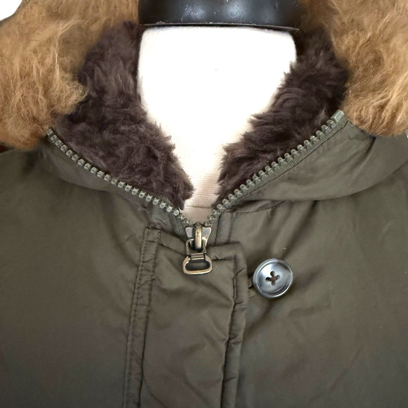 Steve Madden Down Bomber Jacket Sz S Womens Faux Fur Trimmed Hood Army Green FUN - Picture 7 of 10